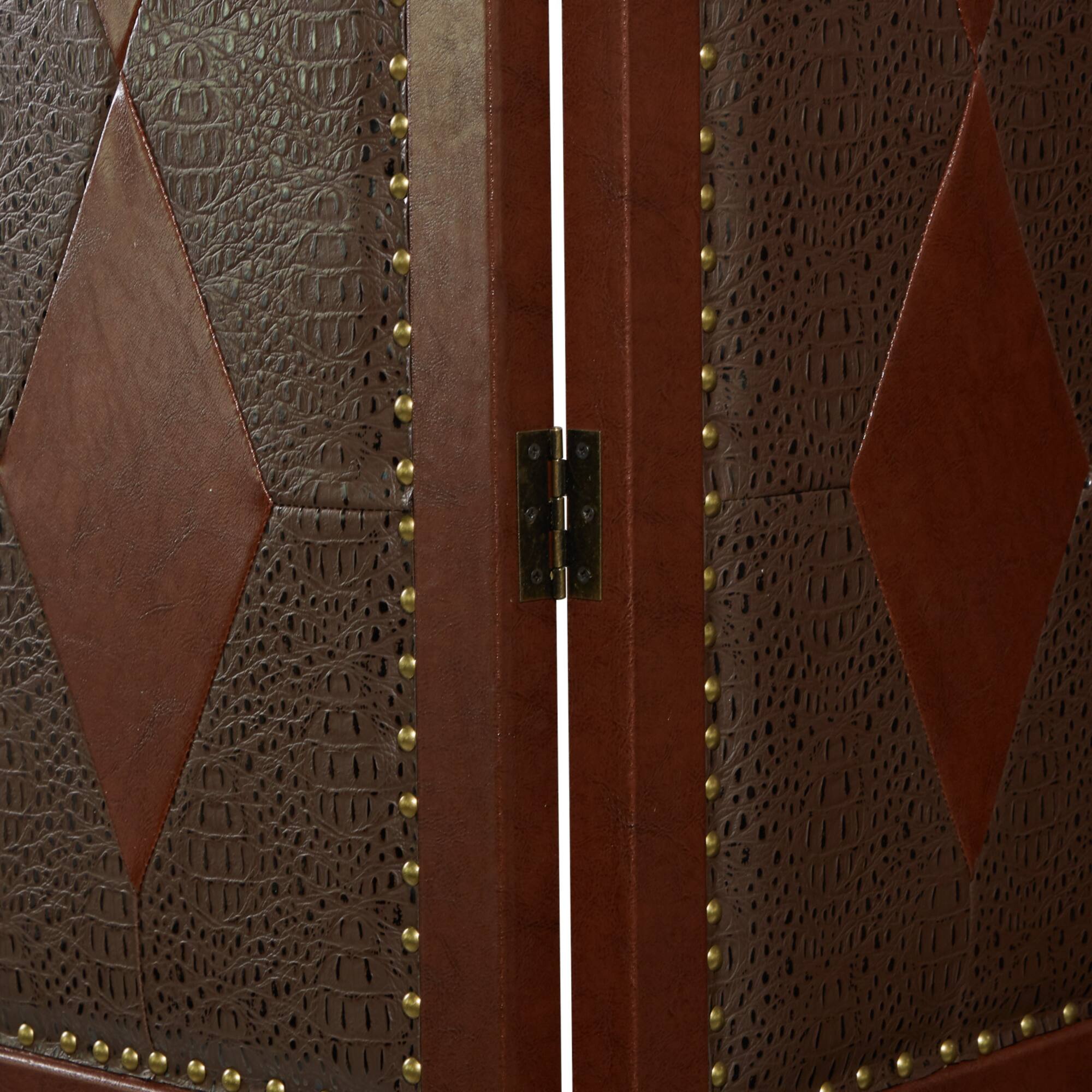 Dark Brown Wood Traditional Room Divider Screen, 71" x 64" x 1"